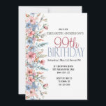 Invitation Jolie aquarelle Florale 99e anniversaire<br><div class="desc">Jolie Aquarelle Florale 99ème Anniversaire Invitation Pour Femmes. Il Est Facile De Changer L'Exemple De Texte En Vous Propre En Cliquant Sur Personnaliser. Cliquez Sur Personnaliser/Modifier Avec L'Outil De Conception Pour Modifier Le Type De Police, La Couleur De Police, La Taille De Police Ou Pour Ajouter/Supprimer/Modifier Le Texte Ou Les...</div>