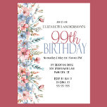 Invitation Jolie aquarelle Florale 99e anniversaire<br><div class="desc">Jolie Aquarelle Florale 99ème Anniversaire Invitation Pour Femmes. Il Est Facile De Changer L'Exemple De Texte En Vous Propre En Cliquant Sur Personnaliser. Cliquez Sur Personnaliser/Modifier Avec L'Outil De Conception Pour Modifier Le Type De Police, La Couleur De Police, La Taille De Police Ou Pour Ajouter/Supprimer/Modifier Le Texte Ou Les...</div>