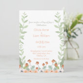 Invitation Jolie aquarelle florale Mariage de script moderne (Debout devant)