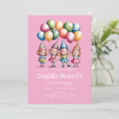 Invitation Jolie Aquarelle Gnome Girls (Debout devant)