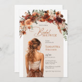 Invitation Jolie aquarelle mariée terre cuite bouquet de chut (Devant / Derrière)