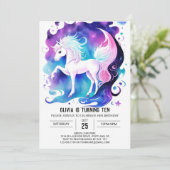 Invitation Jolie aquarelle Pony Anniversaire (Debout devant)