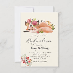 Invitation Jolie aquarelle renard baby shower