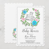 Invitation Jolie aquarelle Rocse Baby shower (Devant / Derrière)