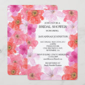 Invitation Jolie aquarelle rose Floral douche nuptiale (Devant / Derrière)