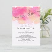 Invitation Jolie aquarelle rose rose Mariage (Debout devant)