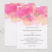 Invitation Jolie aquarelle rose rose Mariage (Devant / Derrière)