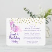 Invitation Jolie Aquarelle Rose Thème Ballet Anniversaire (Debout devant)