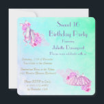Invitation Jolie Aquarelle Rose Thème Ballet Anniversaire<br><div class="desc">Une invitation à la fête de 16 ans, douce et féminine, avec un thème de ballet en rose. Placez-vous sur un arrière - plan vert pastel doux et éthérée en aquarelles. Le design, soigneusement créé avec des aquarelles, comprend une paire de chaussons de ballet rose avec des rubans satinés, entourés...</div>