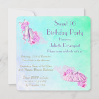 Jolie Aquarelle Rose Thème Ballet Anniversaire