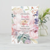Invitation Jolie aquarelle rose violet Mariage floral (Debout devant)