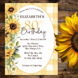 Invitation Jolie aquarelle tournesols 80e anniversaire<br><div class="desc">Joli Tournesol D'Aquarelle Sur Un Pays A Plaidé 80ème Anniversaire Invitation. Il Est Facile De Changer L'Exemple De Texte En Vous Propre En Cliquant Sur Personnaliser. Cliquez Sur Personnaliser/Modifier Avec L'Outil De Création Pour Modifier Le Type De Police, La Couleur De Police, La Taille De Police, Ou Pour Ajouter/Supprimer/Modifier Le...</div>