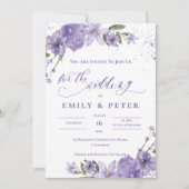 Invitation Jolie aquarelle violet élégant Mariage floral (Devant)