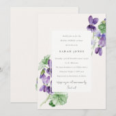 Invitation Jolie aquarelle Violet Fête des mariées florale (Devant / Derrière)
