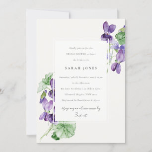 Invitation Jolie aquarelle Violet Fête des mariées florale