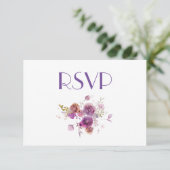 Invitation Jolie aquarelle violet florale RSVP (Debout devant)