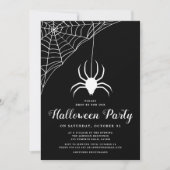 Invitation Jolie araignée noire et blanche fête d'Halloween (Devant)