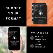 Invitation Jolie araignée noire et blanche fête d'Halloween