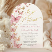 Invitation Jolie Arche de Bat Mitzvah Papillons Roses pour 13