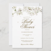 Invitation Jolie Baby Shower à la Fleur Blanche / Sprinkle (Devant)