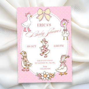 Invitation Jolie baby shower canard Coquette rose