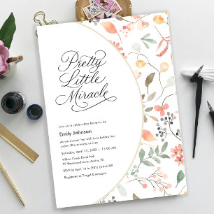 Invitation Jolie Baby-Shower de Fleurs Sauvages à l'Aquarelle
