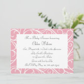 Invitation Jolie Baby shower de tourbillons rose (Debout devant)
