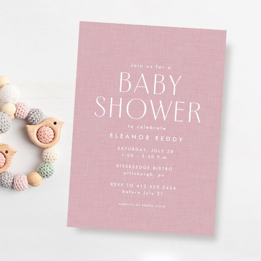 Invitation Jolie baby shower simple rose