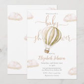 Invitation Jolie Baby Shower Thème Montgolfière pour Bébé de (Devant / Derrière)