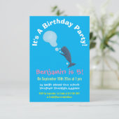 Invitation Jolie baleine à sperme soufflant bulles dessin (Debout devant)