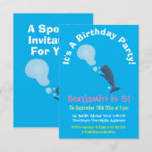 Invitation Jolie baleine à sperme soufflant bulles dessin (Devant / Derrière)