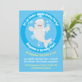 Invitation Jolie baleine béluga personnalisée pour un anniver (Debout devant)