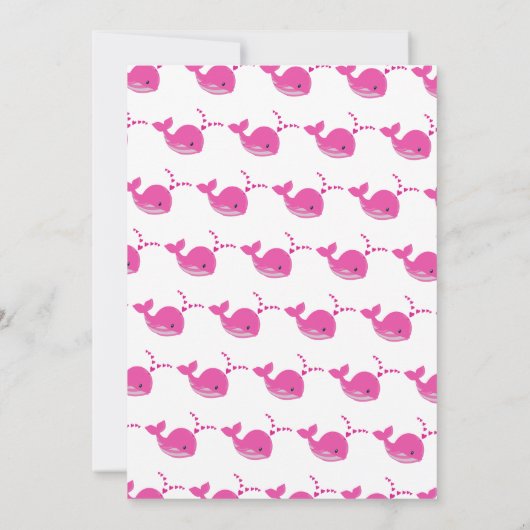 Invitation Jolie baleine vert typographie bébé fille douche (Dos)