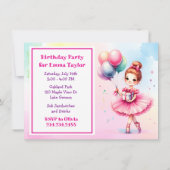 Invitation Jolie Ballerina rose Fête d'Anniversaire (Dos)