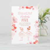 Invitation Jolie Ballerinas Ballet Floral fête d'anniversaire (Debout devant)