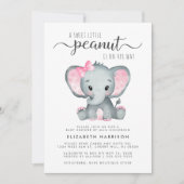 Invitation Jolie bébé éléphant fille douche par courrier (Devant)