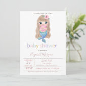 Invitation Jolie Bébé Sirène Baby Shower (Debout devant)