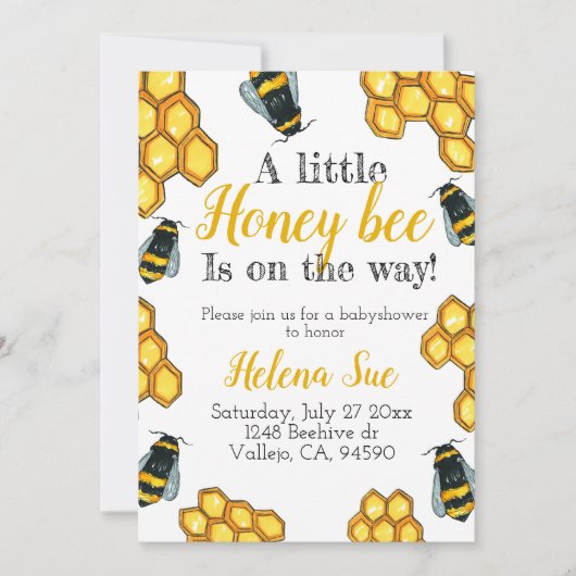 Invitation Jolie bee bee babyshower (Devant)