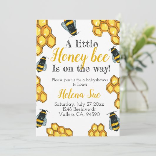Invitation Jolie bee bee babyshower (Debout devant)
