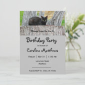 Invitation Jolie Black Cat Log Photo Anniversaire (Debout devant)