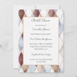 Invitation Jolie Bleu Crème Marron Diamants Enterrement de Vi