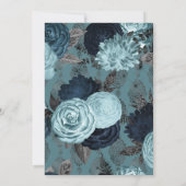 INVITATION JOLIE BLEU FLORAL ARGENT OR ANNIVERSAIRE (Dos)