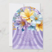 Invitation Jolie Bleu Violet Fleurs Jaunes Anniversaire (Dos)