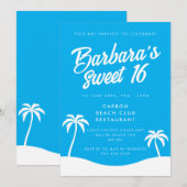Invitation Jolie Blue Summer Beach Party Sweet 16 (Devant / Derrière)