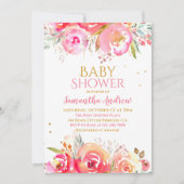 Invitation Jolie Blush Floral Delicate fille Baby shower Invi (Devant)
