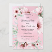 Invitation Jolie Blush rose floral Argent fête d'anniversaire (Devant)