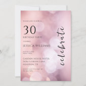 Invitation Jolie Bokeh rose fête du 30e anniversaire (Devant)