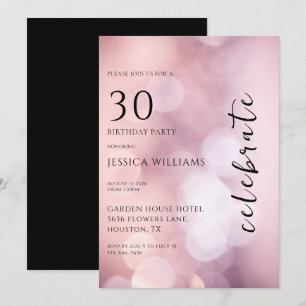 Invitation Jolie Bokeh rose fête du 30e anniversaire