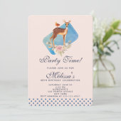 Invitation Jolie Brown aquarelle Cerf fête d'anniversaire (Debout devant)