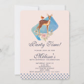 Invitation Jolie Brown aquarelle Cerf fête d'anniversaire (Devant)